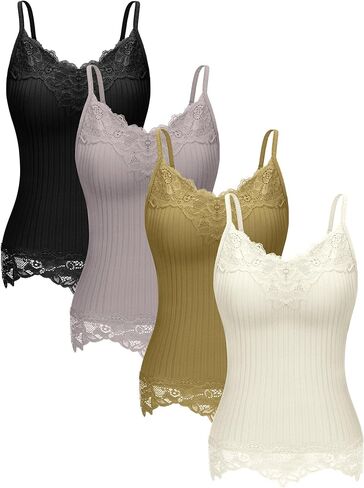 Fourluoo Women's Long Lace Tank Tops lace Camisole Patchwork Tops for Women in Saudi Arabia