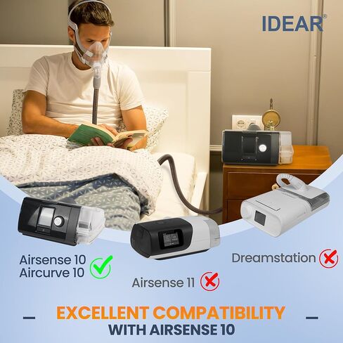 أنابيب سلسلة المناخ 10 - خرطوم IDEAR CPAP المتوافق مع Airsense 10، يأتي مع غطاء خرطوم CPAP من الصوف بسحاب كامل الطول - ليس لـ S11 in Kuwait