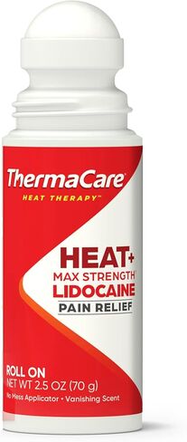 ThermaCare Heat + Max Strength 4% Lidocaine Roll-On - Dual Action Pain Relief with Patented Heatwave Technology - Targeted No-Mess Relief for Back, Neck, Muscles, & Joints in Kuwait