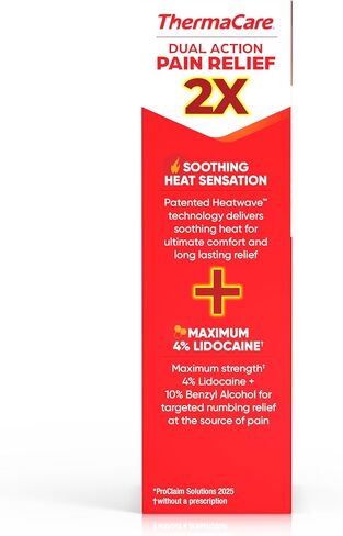 ThermaCare Heat + Max Strength 4% Lidocaine Roll-On - Dual Action Pain Relief with Patented Heatwave Technology - Targeted No-Mess Relief for Back, Neck, Muscles, & Joints in Kuwait