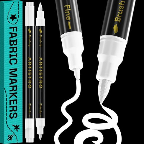 ARTISTRO 72 Dual-Tip Fabric Markers - Fabric Decorating Kit - Permanent for Clothes - Acrylic Paint Pens for Sneakers, Bags, Shoes, Textile, Canvas, Sewing, Craft, DIY - Brush and Fine Tip in Saudi Arabia