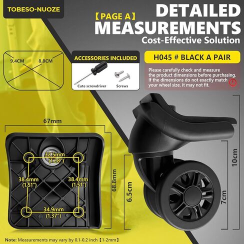 استبدال عجلات الأمتعة الدوارة المبارزة لإصلاح حقيبة السفر عجلات استبدال حقيبة دوارة 360 درجة مع 4 فتحات تركيب H045 in Kuwait
