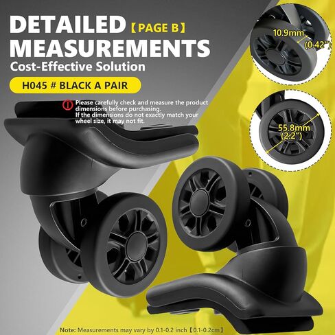 استبدال عجلات الأمتعة الدوارة المبارزة لإصلاح حقيبة السفر عجلات استبدال حقيبة دوارة 360 درجة مع 4 فتحات تركيب H045 in Kuwait