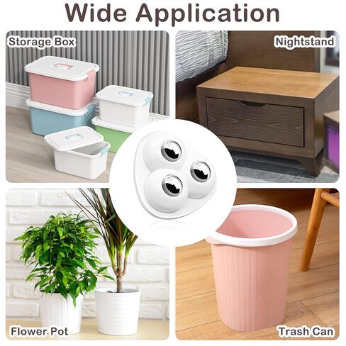 8pcs Mini Caster Appliances Wheels, 360°Rotation Small Appliance Wheels for Kitchen Appliances, Adhesive Universal Caster Wheels Sticky Pulley Small Appliance Casters for Storage Box (White) in Saudi Arabia