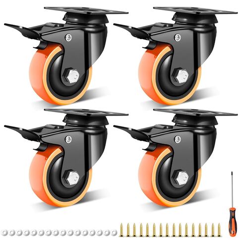 2 Inch Caster Wheels,Casters Set of 4 with Safety Dual Locking, Caster Wheels Heavy Duty 600lbs, Swivel Industrial Plate Casters for Furniture,Workbench, Car in Saudi Arabia