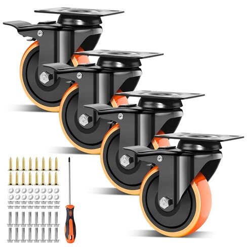 2 Inch Caster Wheels,Casters Set of 4 with Safety Dual Locking, Caster Wheels Heavy Duty 600lbs, Swivel Industrial Plate Casters for Furniture,Workbench, Car in Saudi Arabia