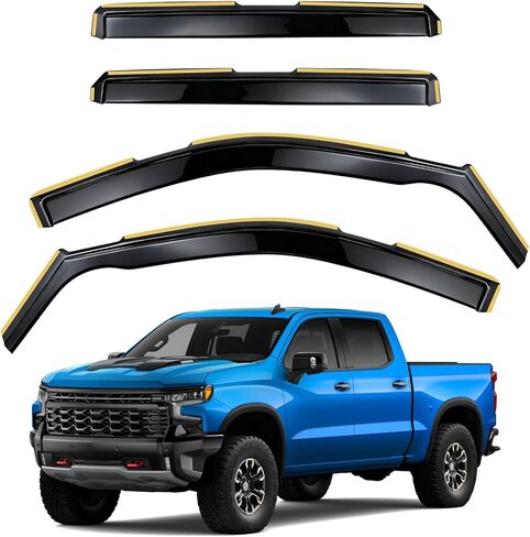 واقيات المطر داخل القناة لسيارة Chevy Silverado/GMC Sierra 1500 2019-2026، حاجب النافذة الجانبية للحماية من انحرافات الظل المتوافقة مع ملحقات Chevy Silverado/GMC Sierra 1500 2019-2026 in Kuwait