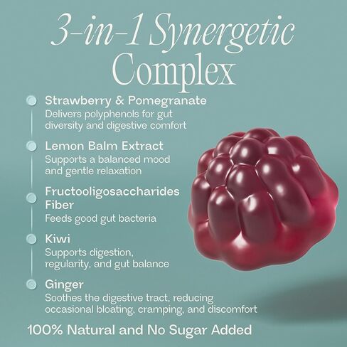 علكات الألياف للنساء - دعم GLP-1 الطبيعي مع الكيوي والرمان والزنجبيل - مكمل صحي للجهاز الهضمي خالي من السكر، ألياف البريبايوتك FOS - نباتية وخالية من الغلوتين (60 علكة - كمية تكفي 30 يومًا) in Kuwait