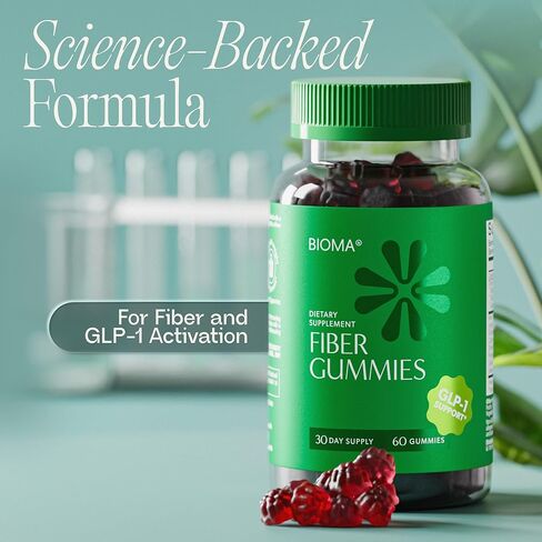 علكات الألياف للنساء - دعم GLP-1 الطبيعي مع الكيوي والرمان والزنجبيل - مكمل صحي للجهاز الهضمي خالي من السكر، ألياف البريبايوتك FOS - نباتية وخالية من الغلوتين (60 علكة - كمية تكفي 30 يومًا) in Kuwait