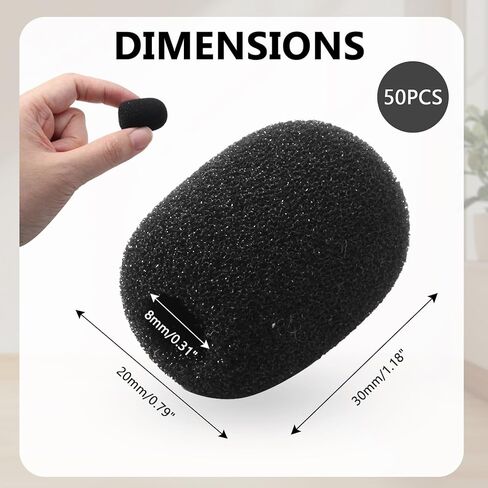 Bonsicoky 50 Pack Mini Foam Microphone Windscreen - High Density Headset Microphone Windscreen Foam Cover for Headset Protection, Noise Reduction in Saudi Arabia