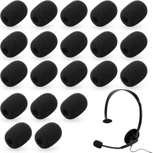 Bonsicoky 50 Pack Mini Foam Microphone Windscreen - High Density Headset Microphone Windscreen Foam Cover for Headset Protection, Noise Reduction in Saudi Arabia
