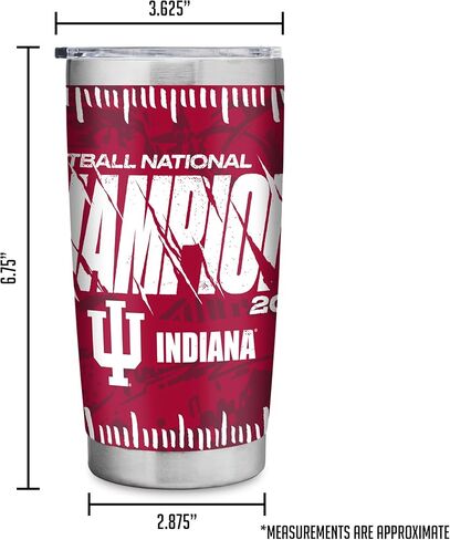 Rico Industries NCAA Indiana Hoosiers 2026 Football National Champions 20oz Stainless Steel Tumbler with Lid - Great For Coffee, Tea, Water or Cocktails in Saudi Arabia