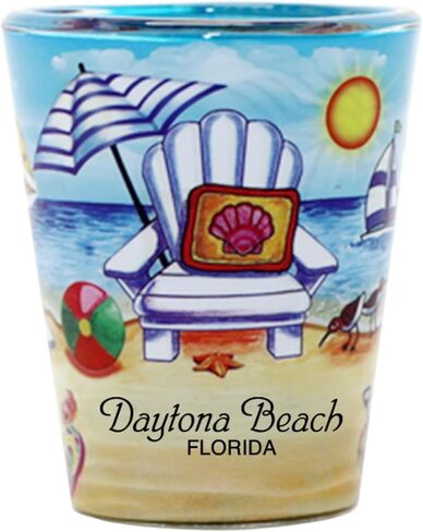 Daytona Beach Florida Beach Chair In and Out Shot Glass in Saudi Arabia