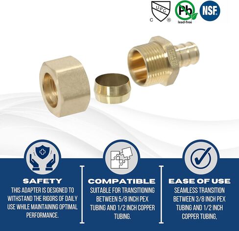 1 Piece XFITTING 1/2" Pex x 5/8" OD Compression Straight Adapter in Saudi Arabia