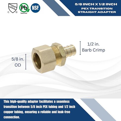 1 Piece XFITTING 1/2" Pex x 5/8" OD Compression Straight Adapter in Saudi Arabia