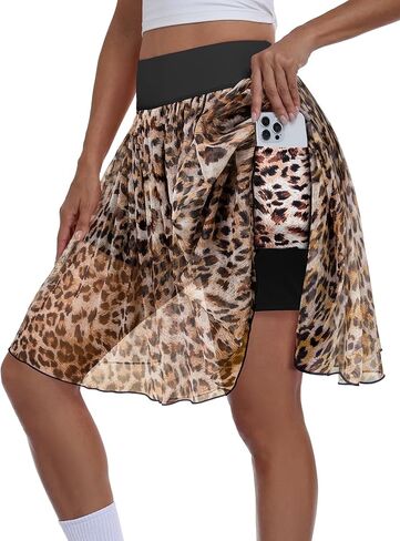 تنورة جولف نسائية شبكية عالية الخصر من Kimerry مع شورت وجيوب مدمجة 20 بوصة للتمرين الكاجوال in Kuwait