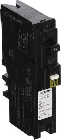 Square D HOM115CAFI Miniature Circuit Breaker Combination ARC-Fault Type, 15A, 1-Pole, 120/240VAC, HOM (Black) in Saudi Arabia