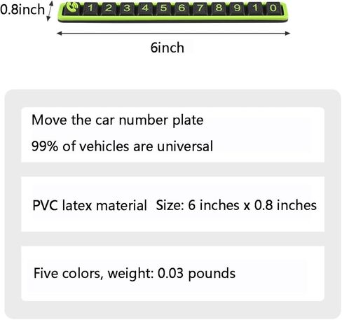 FACELESS Temporary Parking Number Display Card with Digital Stickers, Black with Green Numbers (green) in Saudi Arabia