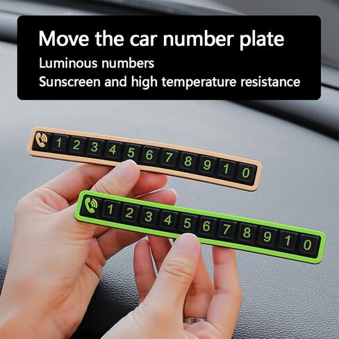 FACELESS Temporary Parking Number Display Card with Digital Stickers, Black with Green Numbers (green) in Saudi Arabia