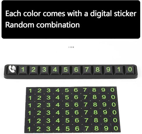 FACELESS Temporary Parking Number Display Card with Digital Stickers, Black with Green Numbers (green) in Saudi Arabia