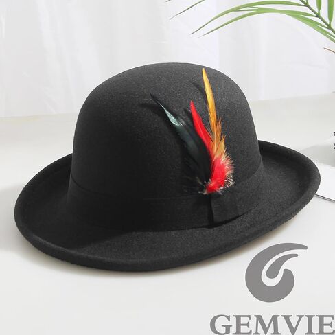 قبعات GEMVIE كلاسيكية للرجال والنساء ذات حافة قصيرة فيدورا قابلة للسحق مع شريط من الريش in Kuwait