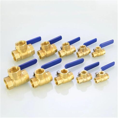 1PCS 1/4" 3/8" 1/2" 3/4" 1" Female Brass Full Port T Port L Port 3 Way Ball Valve Fitting Adapter for Water, Oil, Air, Gas(3/8",T-Type) in Kuwait