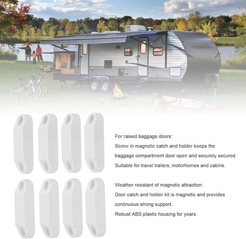 Fafeicy Magnetic Baggage Door Catch and Holder Kit, RV Storage Door 4 Pair White Kit for Camping Trailer, Securely Holds RV Luggage Doors Open in Saudi Arabia