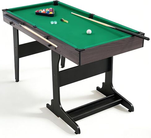 طاولة بلياردو قابلة للطي مقاس 53 بوصة مع مساحة تخزين مدمجة للكرات ومشابك، مجموعة طاولة ألعاب بلياردو قائمة بذاتها لغرفة الألعاب العائلية، تتضمن إشارات وكرات وطباشير وفرشاة in Kuwait