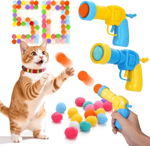 Mity rain Cat Ball Pit with Balls Included, Cat Interactive Toy for Indoor Bored Cats with Cat Ball Launcher, Jingle Balls and Pom Pom Balls, Cat Enrichment Toys, Kitten Toys for Self Playing in Saudi Arabia