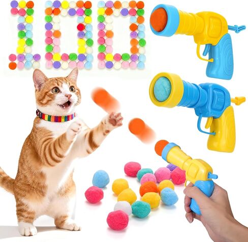 Mity rain Cat Ball Pit with Balls Included, Cat Interactive Toy for Indoor Bored Cats with Cat Ball Launcher, Jingle Balls and Pom Pom Balls, Cat Enrichment Toys, Kitten Toys for Self Playing in Saudi Arabia