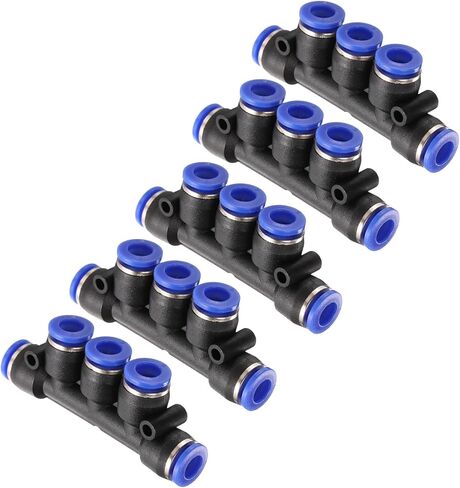 HARFINGTON 20pcs Inline Manifold Union Fitting 6mm(15/64") OD 5 Ways Plastic Pneumatic Push to Connect Tube Fittings Push Lock Quick Release Connectors in Saudi Arabia