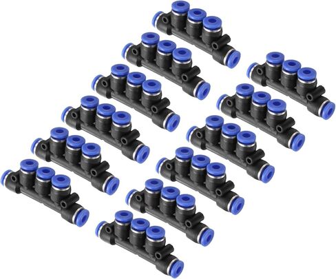 HARFINGTON 20pcs Inline Manifold Union Fitting 6mm(15/64") OD 5 Ways Plastic Pneumatic Push to Connect Tube Fittings Push Lock Quick Release Connectors in Saudi Arabia