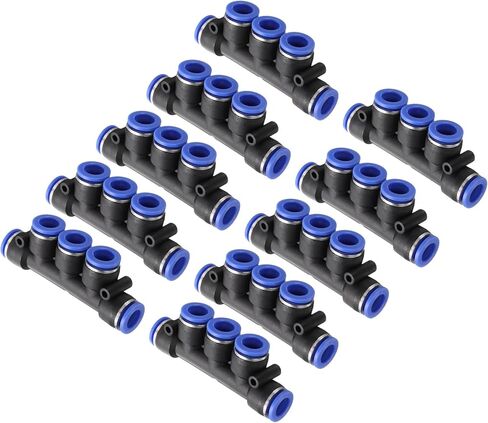 HARFINGTON 20pcs Inline Manifold Union Fitting 6mm(15/64") OD 5 Ways Plastic Pneumatic Push to Connect Tube Fittings Push Lock Quick Release Connectors in Saudi Arabia