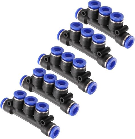 HARFINGTON 20pcs Inline Manifold Union Fitting 6mm(15/64") OD 5 Ways Plastic Pneumatic Push to Connect Tube Fittings Push Lock Quick Release Connectors in Saudi Arabia