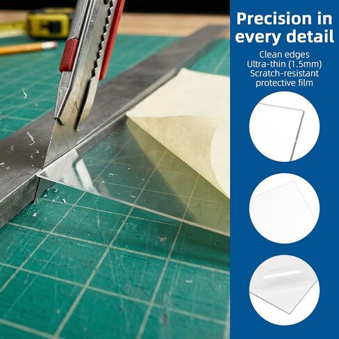 15 قطعة من الألواح البلاستيكية الشفافة، 12 × 12 × 0.06 بوصة لوحة رقيقة من البولي كربونات الشفافة مع ورق واقي للحرف اليدوية اليدوية، صناعية in Kuwait