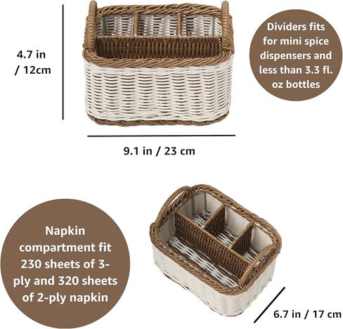 Elowen Napkin Holder Set of 2, 9.8 x 5.5 x 2.8 Inches, Water Hyacinth, Brown – Woven Dispenser for Napkins in Kitchen, Bathroom, or Dining Table in Saudi Arabia