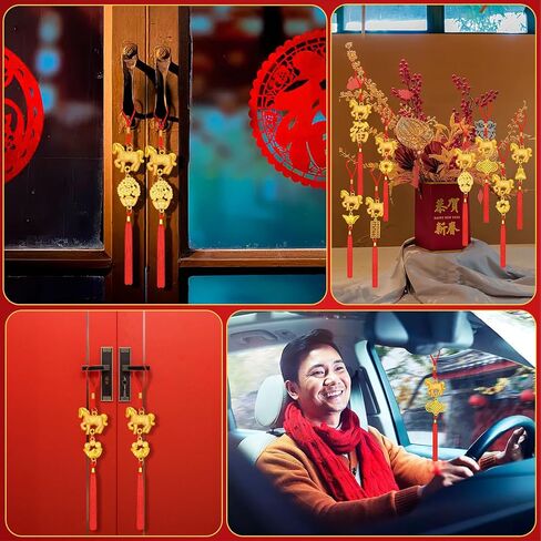 Junebrushs 8 قطع زينة السنة الصينية الجديدة، 2026 سنة من الحصان محظوظ سحر شرابة معلقة المعلقات الحلي للعام الجديد المنزل الصحة الثروة النجاح محظوظ الديكور in Kuwait