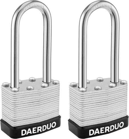 2 Pack 40 mm (1-9/16") Keyed Alike Laminated Padlocks with 4 Keys, Hardened Steel Long Shackle, Heavy-Duty Locks for Gym Lockers, Toolboxes, School Lockers, and Hasp Latches in Saudi Arabia