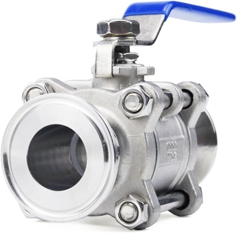 Stainless Steel 304 Ball Valve 3/Three-Piece 1.5" 50.5mm Tri Clamp Ferrule Type for Homebrew Diary(3/4") in Kuwait