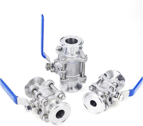 Stainless Steel 304 Ball Valve 3/Three-Piece 1.5" 50.5mm Tri Clamp Ferrule Type for Homebrew Diary(3/4") in Kuwait