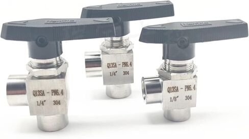 High Pressure Female Thread Ball Valve 1/8" 1/4" 3/8" 1/2" 3/4" Stainless Steel Right Angle 2 Way Pipe Fitting(1/2") in Kuwait