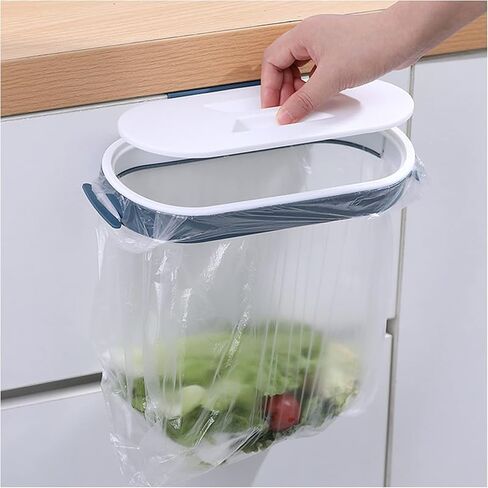 Cabinet Door Trash Bag Holder, Wall Mounted Kitchen Waste Container for Countertop Scrap Collection, Space Saving Garbage Bag Holder Organizer Compatible with Standard Bags in Saudi Arabia