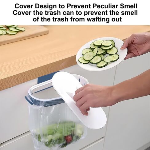 Cabinet Door Trash Bag Holder, Wall Mounted Kitchen Waste Container for Countertop Scrap Collection, Space Saving Garbage Bag Holder Organizer Compatible with Standard Bags in Saudi Arabia