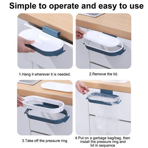 Cabinet Door Trash Bag Holder, Wall Mounted Kitchen Waste Container for Countertop Scrap Collection, Space Saving Garbage Bag Holder Organizer Compatible with Standard Bags in Saudi Arabia