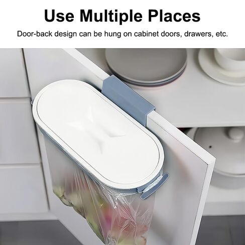 Cabinet Door Trash Bag Holder, Wall Mounted Kitchen Waste Container for Countertop Scrap Collection, Space Saving Garbage Bag Holder Organizer Compatible with Standard Bags in Saudi Arabia