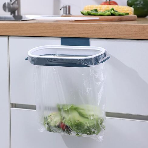 Cabinet Door Trash Bag Holder, Wall Mounted Kitchen Waste Container for Countertop Scrap Collection, Space Saving Garbage Bag Holder Organizer Compatible with Standard Bags in Saudi Arabia