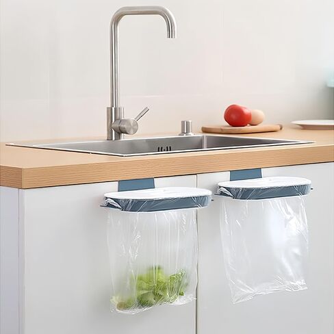 Cabinet Door Trash Bag Holder, Wall Mounted Kitchen Waste Container for Countertop Scrap Collection, Space Saving Garbage Bag Holder Organizer Compatible with Standard Bags in Saudi Arabia