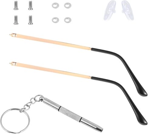 Gold Glasses Arm Replacement Metal Thin Eyeglass Legs Replacement 3mm Wide Single Teeth Sunglasses Arm Eyeglasses Repair Legs with Black Tips Glasses Temple Eyewear Frame Temple Accessory in Saudi Arabia