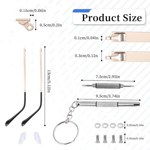 Gold Glasses Arm Replacement Metal Thin Eyeglass Legs Replacement 3mm Wide Single Teeth Sunglasses Arm Eyeglasses Repair Legs with Black Tips Glasses Temple Eyewear Frame Temple Accessory in Saudi Arabia