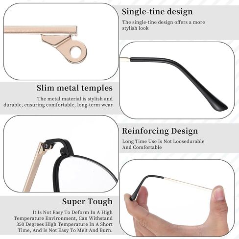 Gold Glasses Arm Replacement Metal Thin Eyeglass Legs Replacement 3mm Wide Single Teeth Sunglasses Arm Eyeglasses Repair Legs with Black Tips Glasses Temple Eyewear Frame Temple Accessory in Saudi Arabia